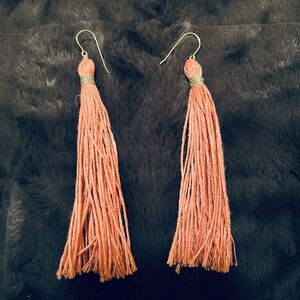 Elegant Coral Tassel Earrings